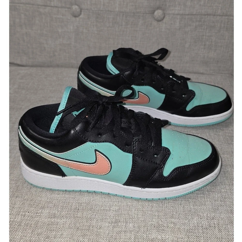 Air Jordan 1 Low Tropical Teal Black Peach GS Mens 7Y Sneakers
